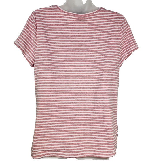 Chico's Weekends Womens Tee Size 1 Medium Heathered Stripe V Neck Stretch Knit - Picture 2 of 10